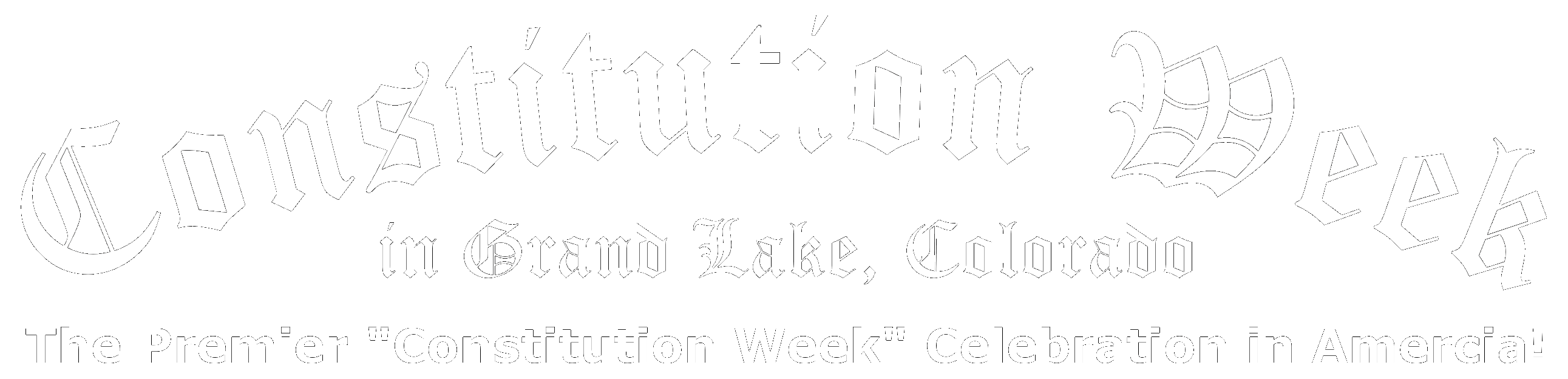 Constitution Week in Grand Lake, Colorado /  these words are masked against a blue background.