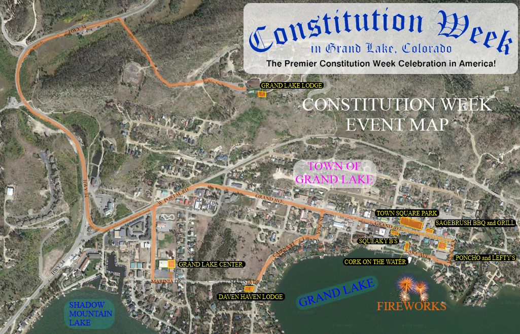 Constitution Week in Grand Lake, Colorado /  This is a MAP to the events in and around the Town of Grand Lake.